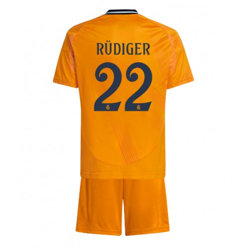 Fotbalové Dres Real Madrid Antonio Rudiger #22 Dětské Venkovní 2024-25 Krátký Rukáv (+ trenýrky)